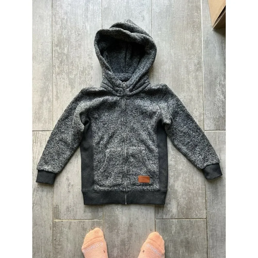 $55 QUIKSILVER Zip Hooded Sweatshirt Hoodie Boys Gray Kids KELLER Fleece Lined 7